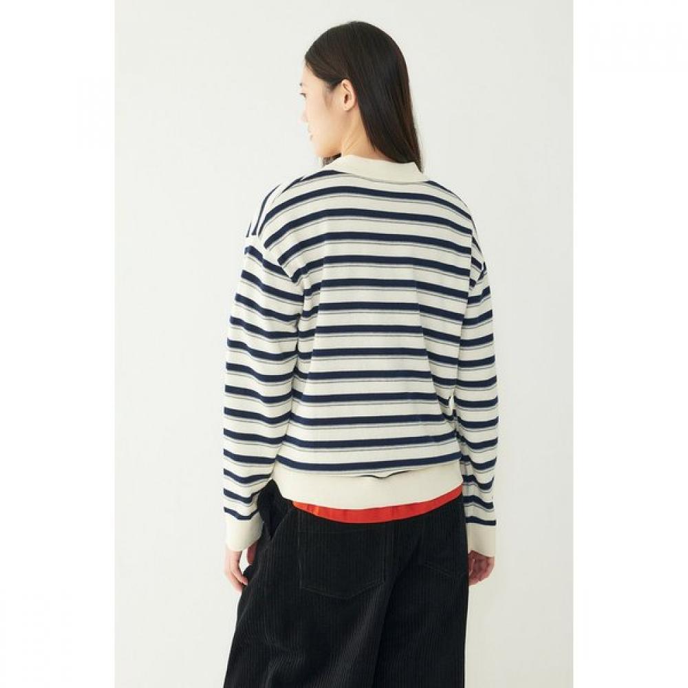 Studio Tomboy Stripe Long Sleeve Collar Knit 9176452981