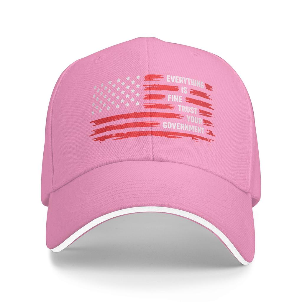 Everything is Fine Trust Your Government Sun Baseball Cap Summer Streetwear Trucker Hat For Male Tennis Skate Baseball Caps