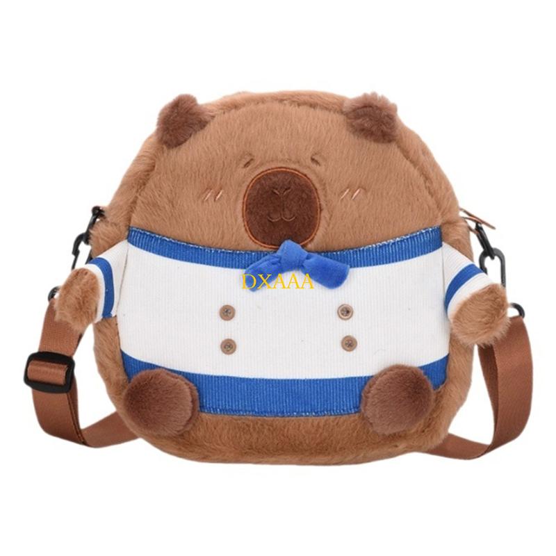 Cute Capybara Plush Crossbody Bag for Women Cartoon Soft Stuffed Animal Shoulder Handbag Trendy Mini Purse China Mainland
