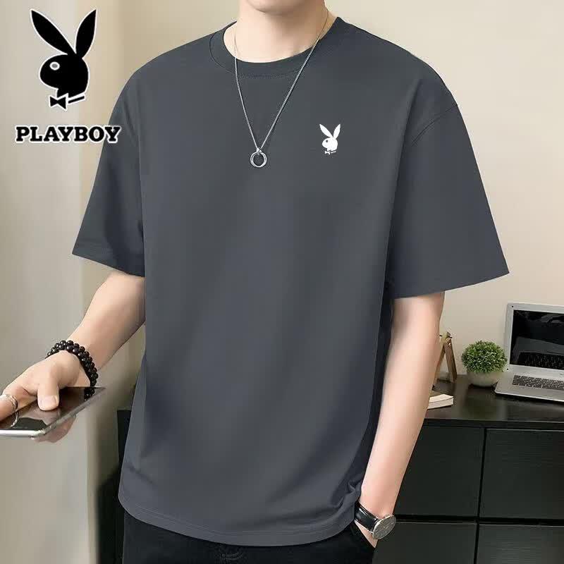 PLAYBOY Men s Solid Color Short Sleeve T-Shirt S серый