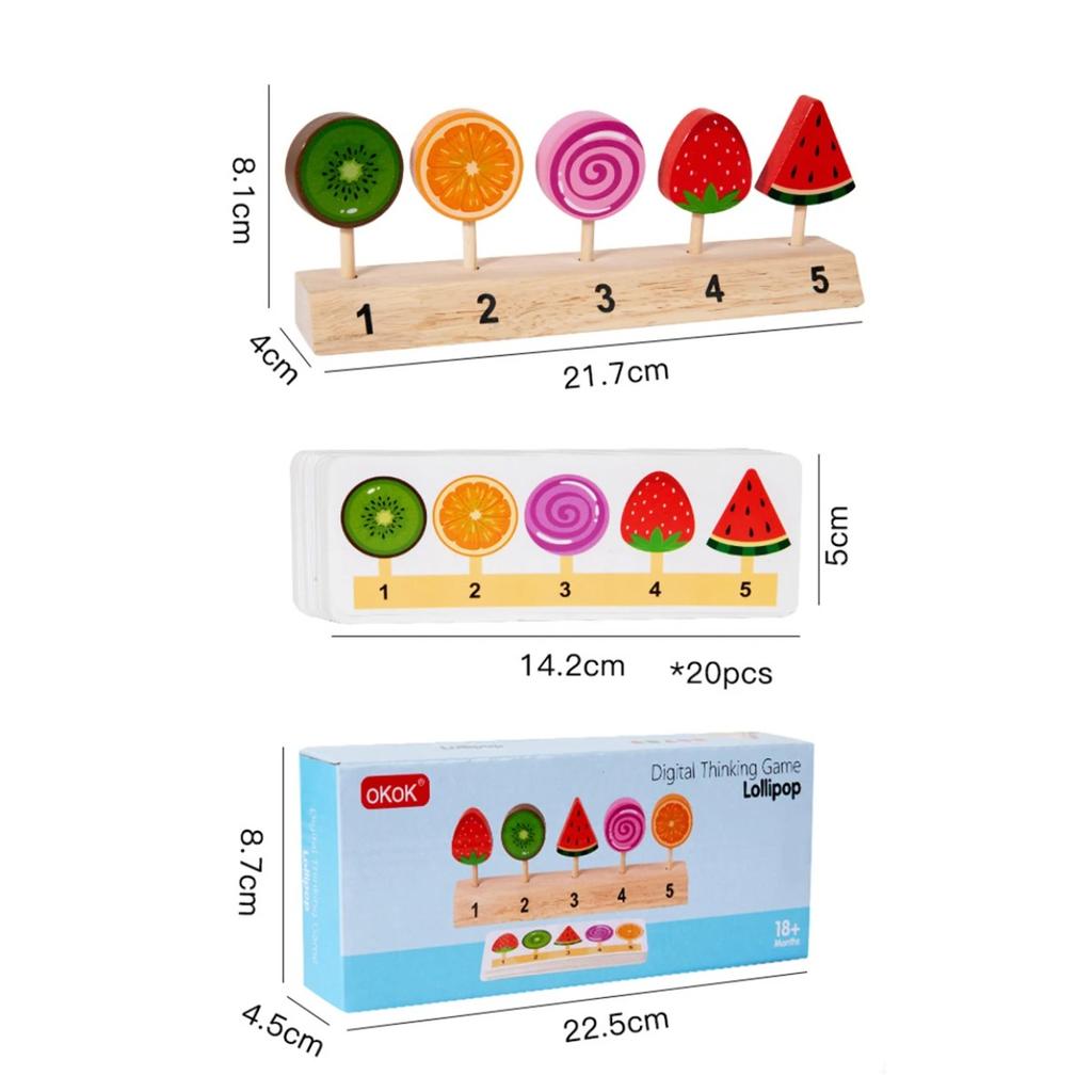 Kids Shape Color Sorting Board Game Toys Wooden Fruit Candy Ice Cream Matching Game Logical Thinking Training Pretend Food Toys
