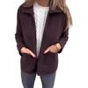 Long Sleeved Women Jacket Turn Down Collar Loose Thermal Coat Solid Color Zipper Closure Pockets Commuting Dating Office Spring Fall Winter