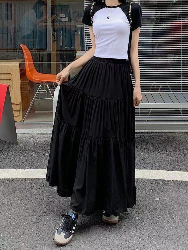 Fluffy cake big pendulum gentle skirt summer high waist thin thin small medium long academic style