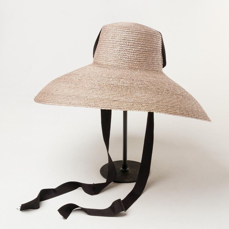כובע קש טבעי בעבודת יד גברים נשים סרט תחבושת עניבה רחב שוליים כובע שמש דרבי הגנה מפני שמש כובע חוף קיץ