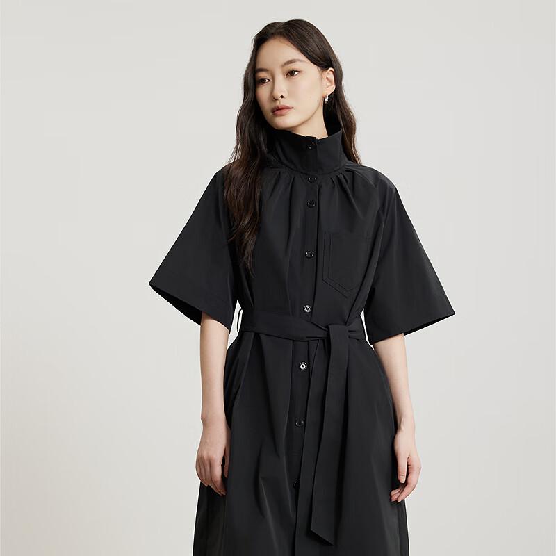Gejin Women's Slim-Fit Short-Sleeve Trench Coat