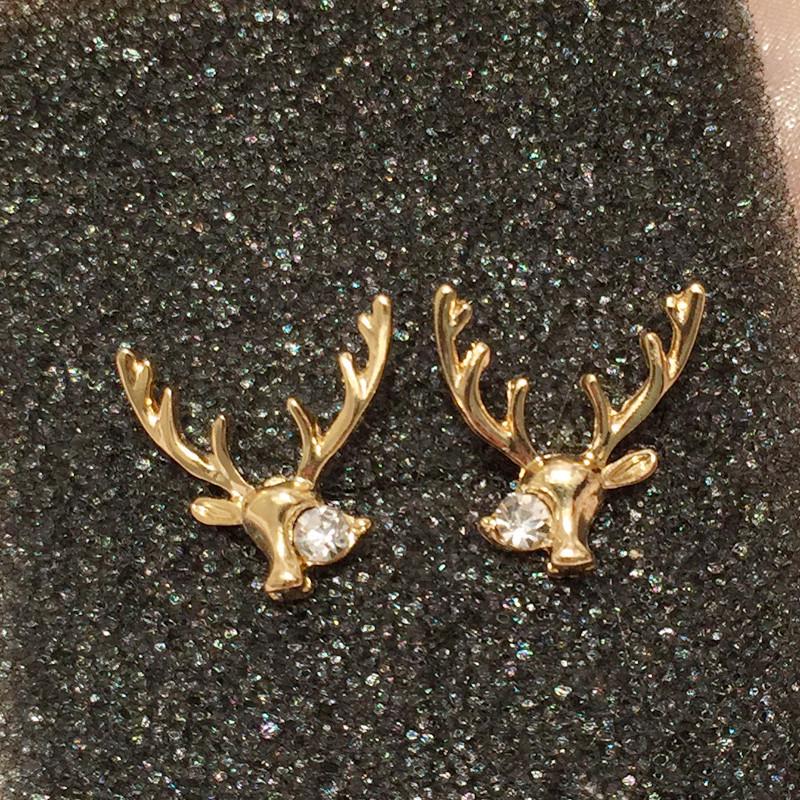 S925 Silver Korean Trendy Reindeer Antler Stud Earrings – Cute Mori Style for Women, Christmas