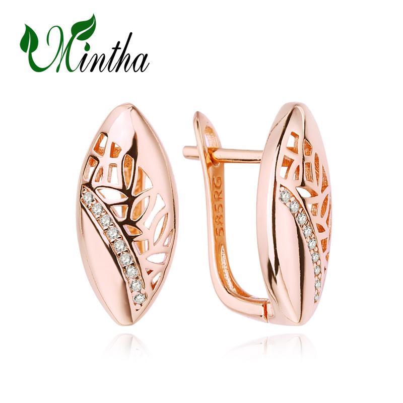 

MINTHA Клип Серьги Модные розового золота Цвет Свадьба Ежедневная мода Ювелирные изделия Кубический цирконий Серьги для женщин Свадебная геометрия Серьги