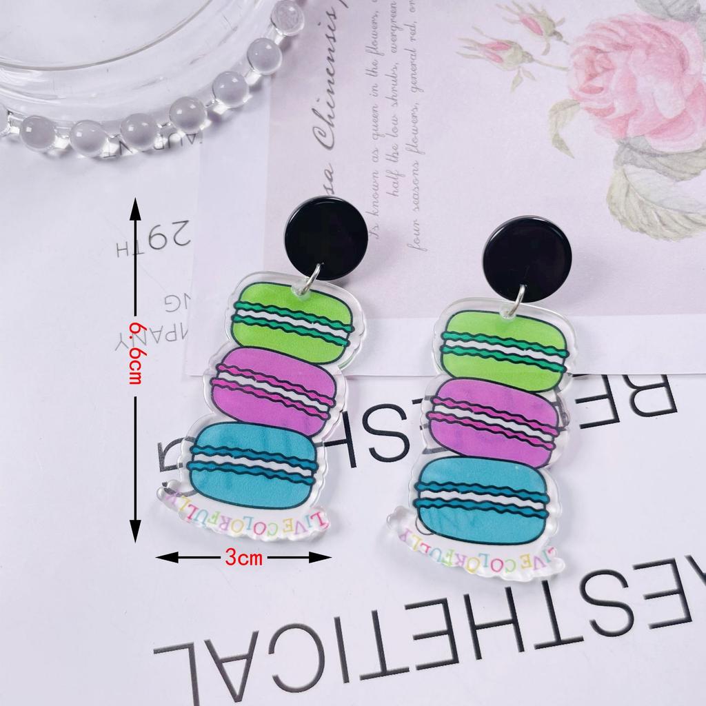 Summer Graffiti Transparent Acrylic Ice Cream Earrings Women'S Simple Versatile Silver Needle Earrings Fresh And Sweet Wind Cartoon