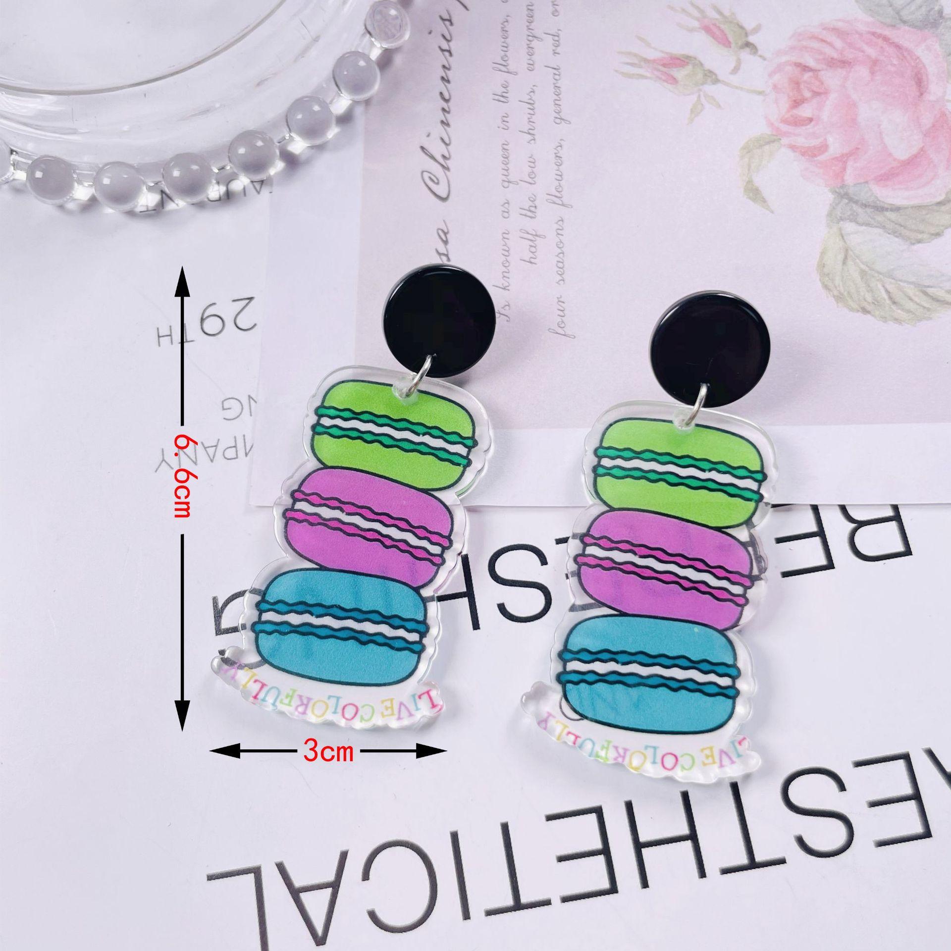 Summer Graffiti Transparent Acrylic Ice Cream Earrings Women S Simple Versatile Silver Needle Earrings Fresh And Sweet Wind Cartoon