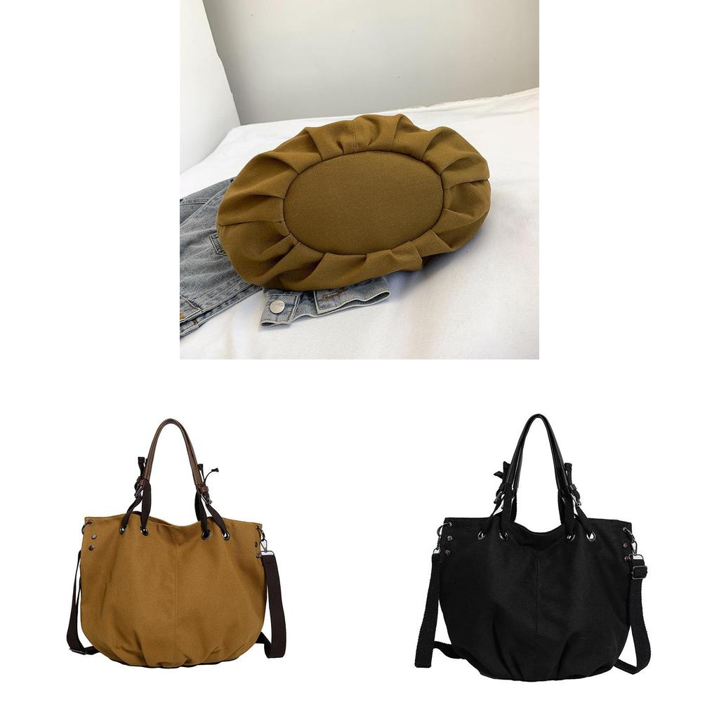 Retro Japanese Canvas Shoulder Bag Large Capacity With Inner Pockets For Students And Work