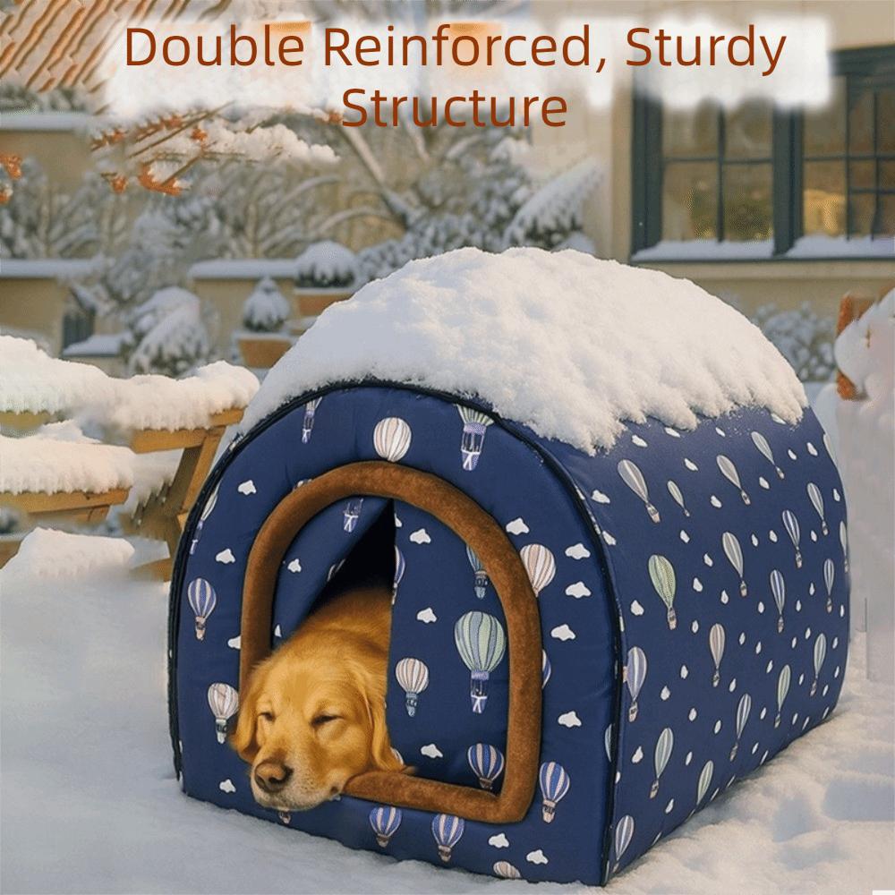 Anti-Slip Waterproof Dog House Plush Warm Cat Sleeping Cave Star Print Pet Sleeping Nest Winter