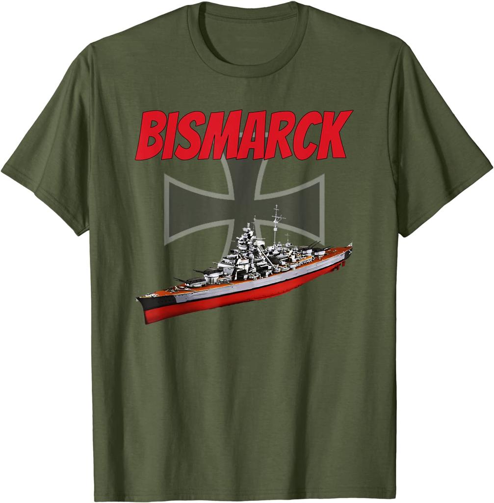 WWII German Naval Bismarck Battleship TShirt Summer Cotton ONeck Short Sleeve Mens T Shirt New S3XL