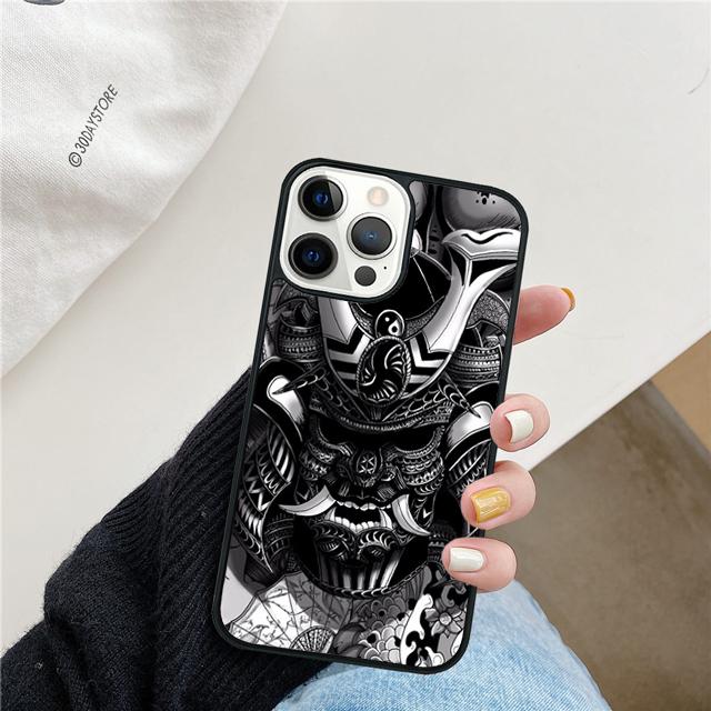Japan Samurai Helmet Phone Case Cover For iPhone 17 Air 15 16 14 13 12 Pro Max 11 Pro Max Plus Coque Shell
