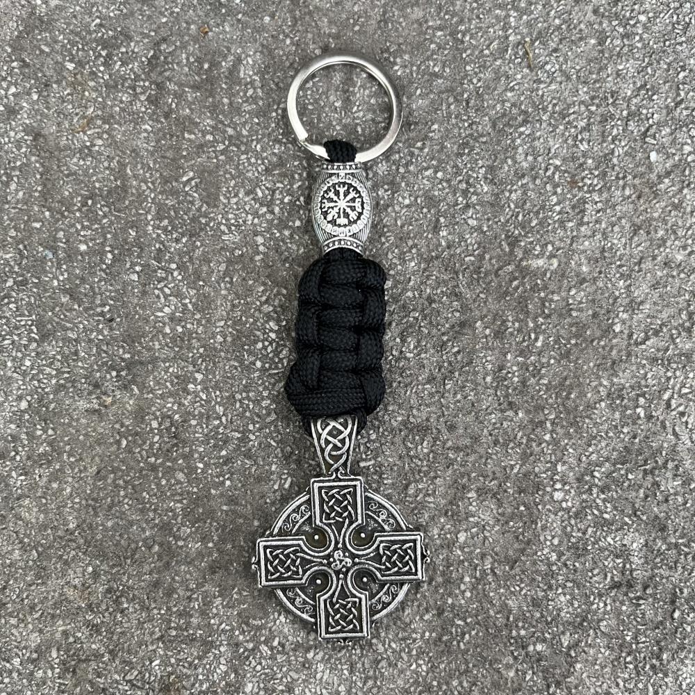 Nostalgia Norse Viking Irish Knot Cross Shield Druid Amulet Trinity Runes Beads Keychain Paracord Accessories