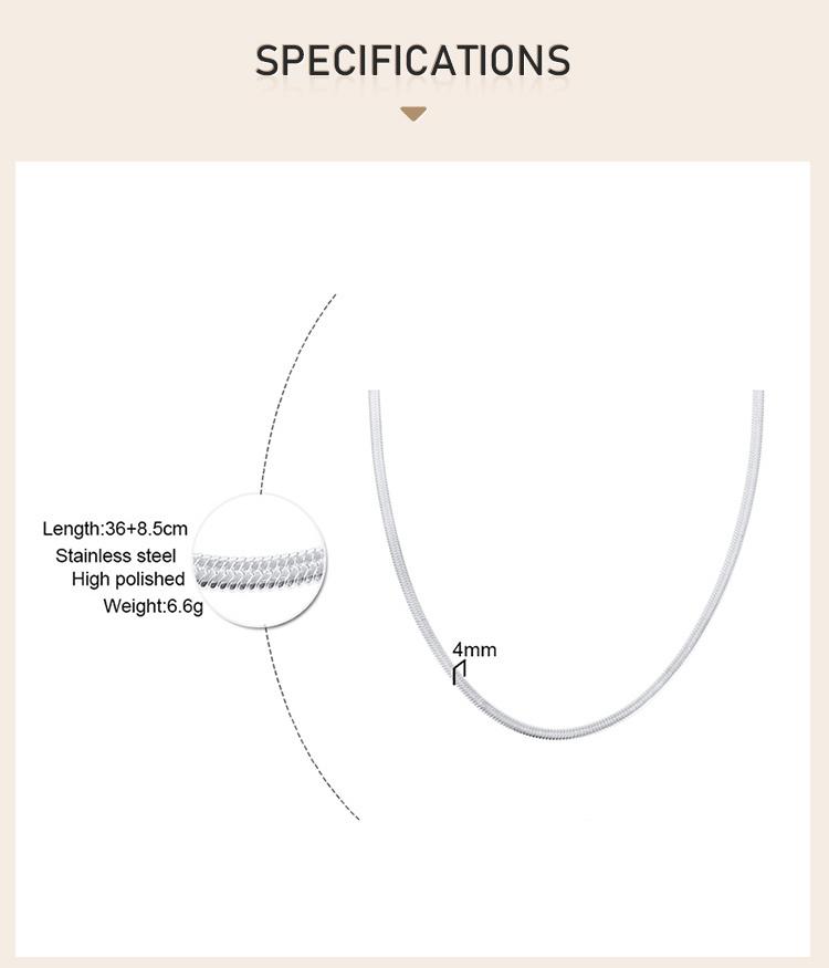3-5mm Dames Visgraat Ketting, Roestvrij Staal Zilverkleurig Sleutelbeen Ketting Choker Collier