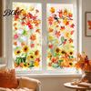Seasonal Store Window Decorations Autumn Harvest Decals, Sunflower Maple Leaf Pumpkin Bird Static Cling Stickers, No Glue Glass Decals Reusable