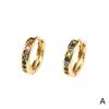 18K Gold Plated Copper Circle Earrings with Micro-set Colored Zircon