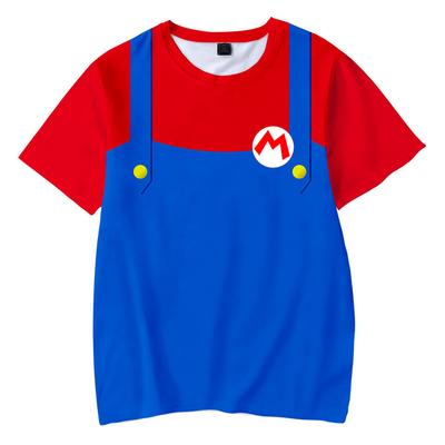 Vasaros apvalios apykaklės 3D „Super Mario“ marginti marškinėliai Madingi laisvalaikio trumpomis rankovėmis Vaikams Berniukams ir Mergaitėms Unisex Marškinėliai