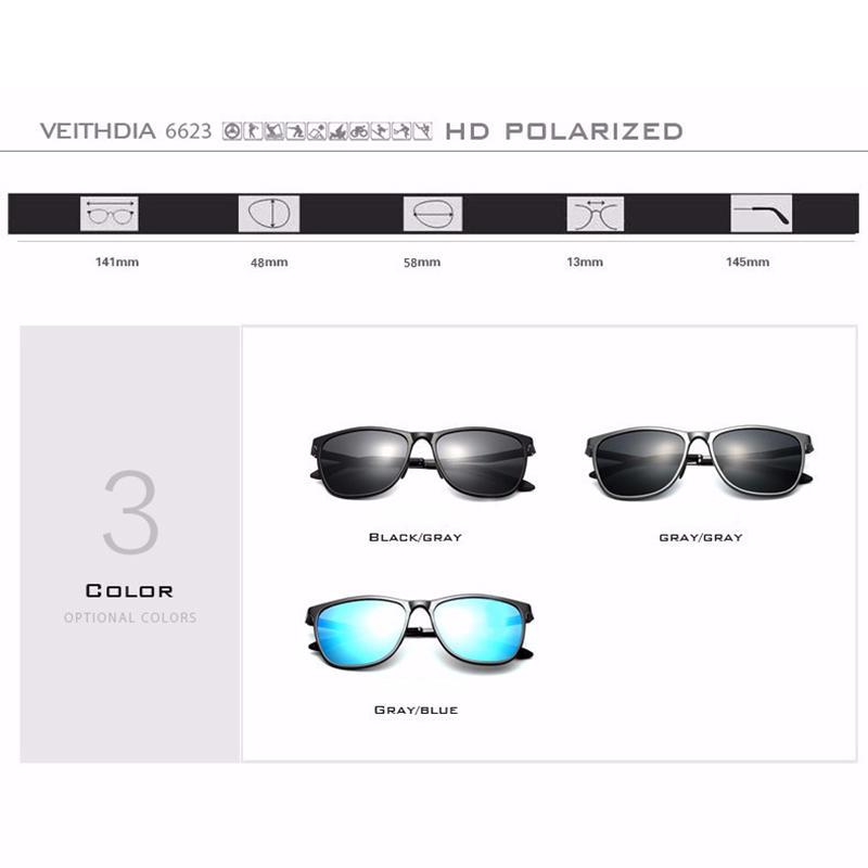VEITHDIA Marca Alumínio Magnésio Óculos de Sol Masculinos Lentes Polarizadas Óculos de Sol Vintage Para Homens