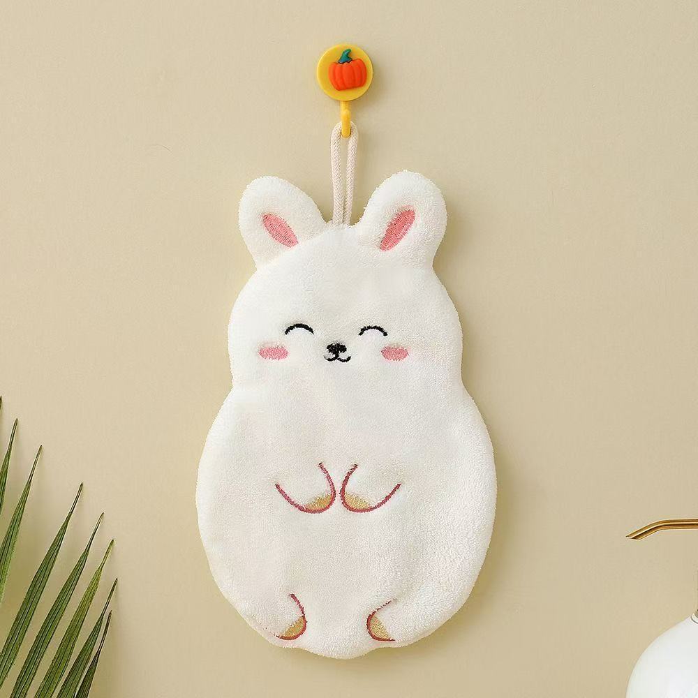 2Pcs Cartoon Hand Towel Handkerchief Kitchen Rag Coral Water Absorption Quick Drying Household Hanging Towel Children Thickened