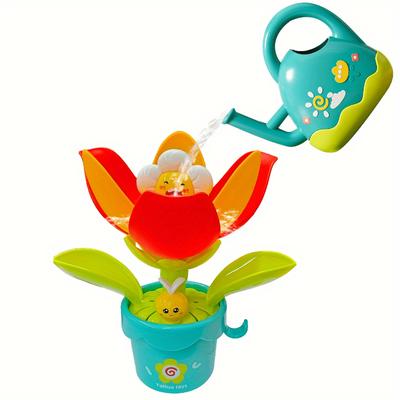 Sonnenblumen-Bewässerungseimer Badespielzeug für interaktives Wasserspiel mit automatischem Sprinkler, zufällige Farbe, sicherer Spaß-Badewannenspielzeug für, Badespielzeug