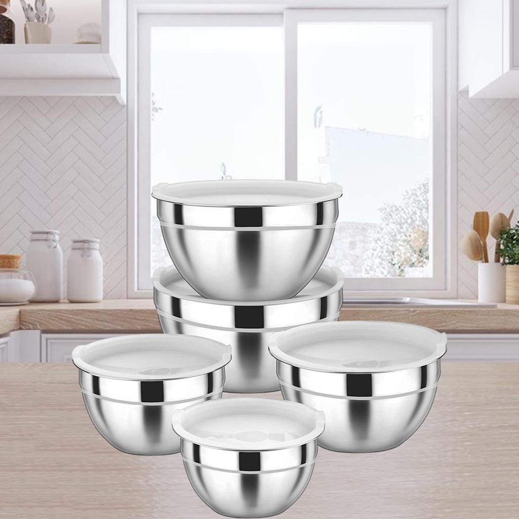 Stainless Steel Mixing Bowls with Lids Set Nesting Mixing Bowl Home Sturdy Food Storage Organizers Dishwasher Bowl Set Dining