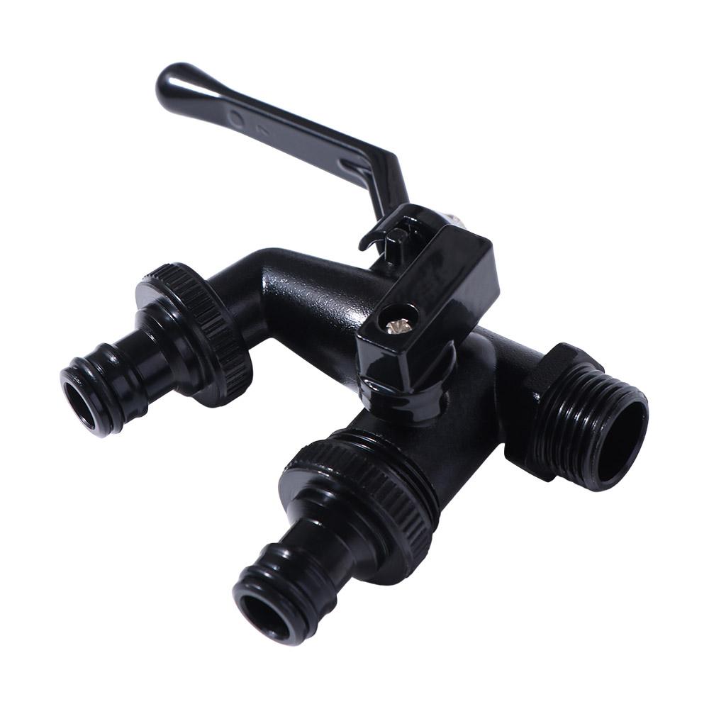 Black Paint Double Outlet Faucet Zinc Zinc Zinc Alloy Garden Water Valve Rust-Proof Bibcock Outdoor Garden