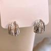 Niche Minimalist Texture Stud Earrings, Multi-layer Cross Design, Cold and Advanced Commuting Versatile Earrings Earrings