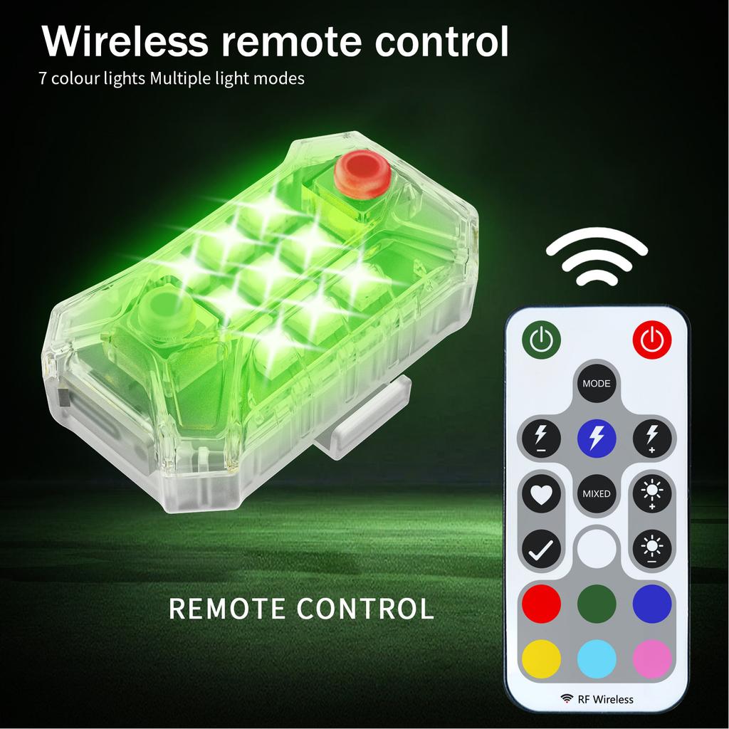 2 ks Bezdrátová LED stroboskopická světla s krytím IP65 Proti kolizi Dálkové ovládání Nabíjecí RGB stroboskopická výstražná světla pro venkovní použití