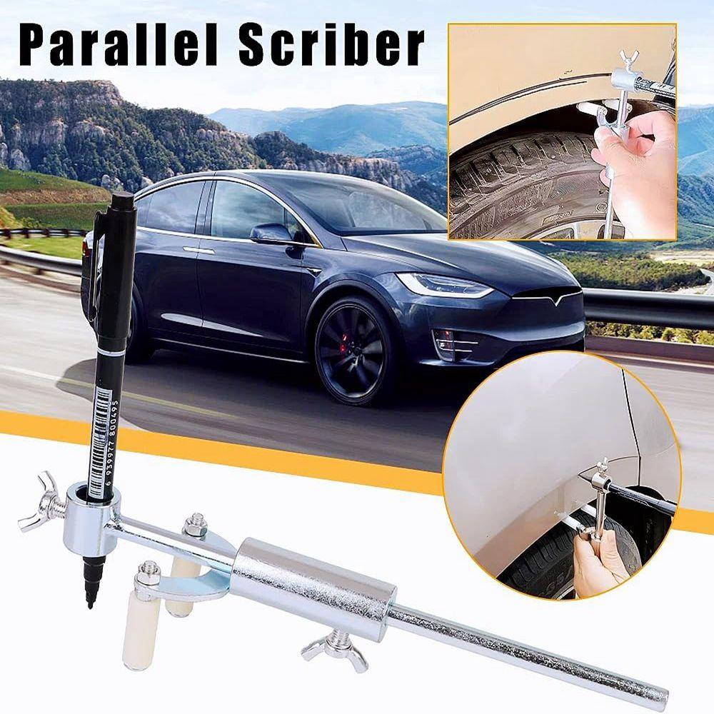 1xSilver Car Wheel Eyebrow Scriber Body Line Marker Tool Automobile Wheel Arch Parallel Scriber for Car Sheet Metal Dent Repair