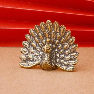 1 szt. Figurki zwierząt w stylu vintage Antyczny mosiądz Paw Mała statuetka Ozdoba na biurko Miniatury Dekoracja Akcesoria do domu