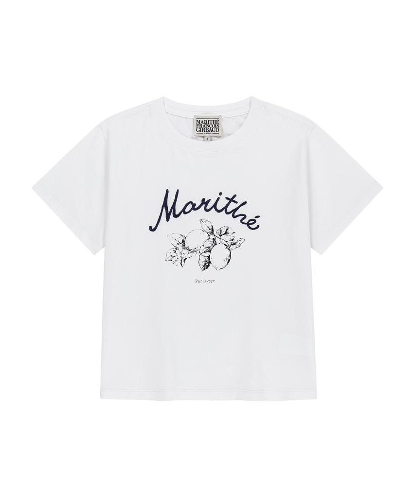 Malittepeulangsowajeobeo W Lemon Graphic Slim Crop Tee White