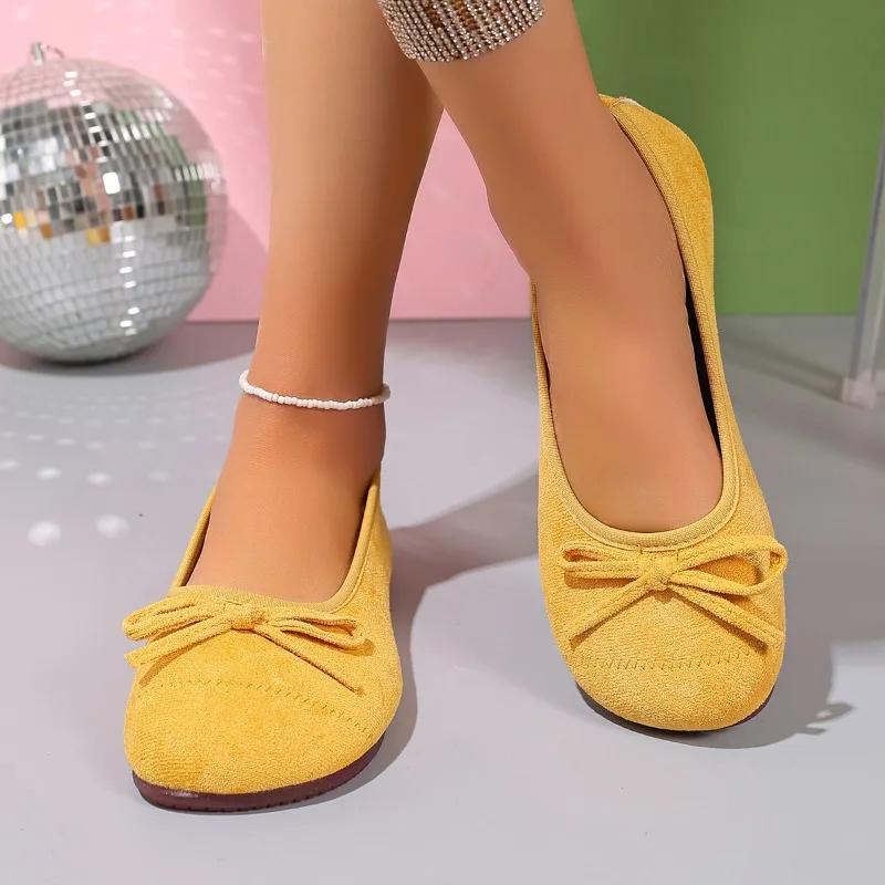 Fashion Ladies Shoes On Sale 2025 Slip On Women's Flats Round Toe Soft Bottom Bow Tie Flat Plus Size Shallow Casual Daily Hot Sale Shoes