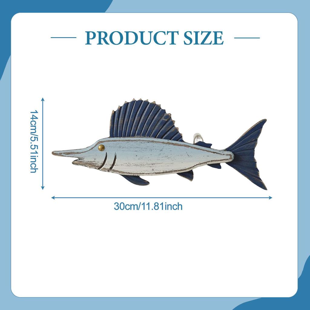 Wall Mounted Wooden Fish Sculpture Nautical Decoration Art for Home Lake House Interior Walls