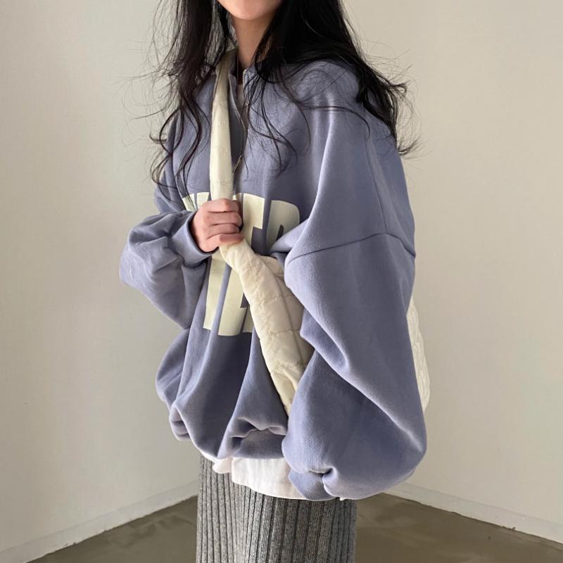 Koreanische Chic Y2k Lose Zip Up Pullover Frauen Herbst Dicken Stil Casual Brief Drucken Kleidung Neue Harajuku High Street Solide tops