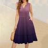 Women's Summer V-Neck Casual Pleated Ruffle Gradient Sleeveless Dresses