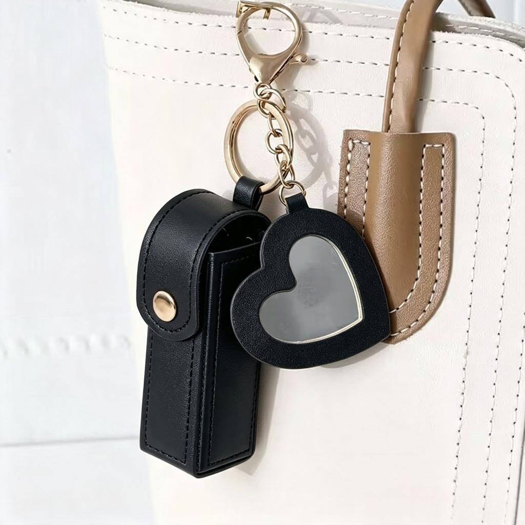 Portable Heart‑Shape Lipstick Bag with Mirror, Multi‑color Mini Cosmetic Storage Pouch for Daily Use