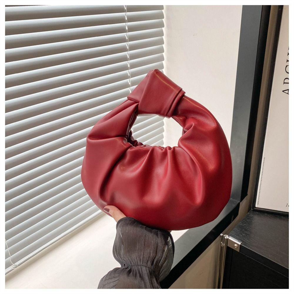 Casual PU Leather Shoulder Bags Large Capacity Solid Color Totes Lightweight Underarm Bags for Women Girls
