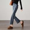 SOFSIL Women's High-Waist Slim Fit Flared Cropped Jeans