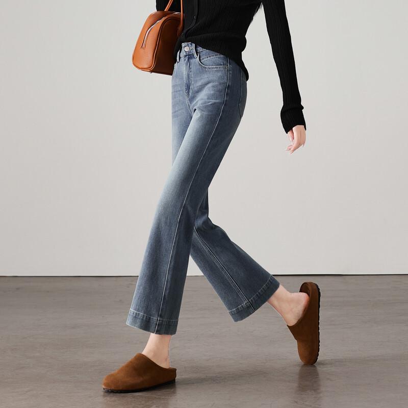 SOFSIL Women's High-Waist Slim Fit Flared Cropped Jeans