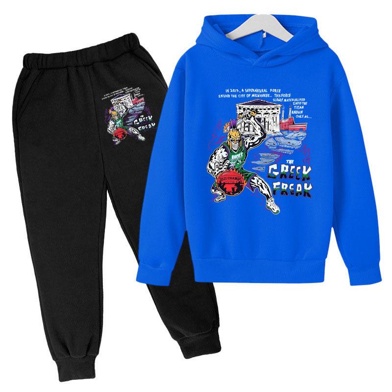 Warm Casual Hoodie Soldier Pattern Colorful Printing Fashionable Comfortable Long Sleeved Children's Set