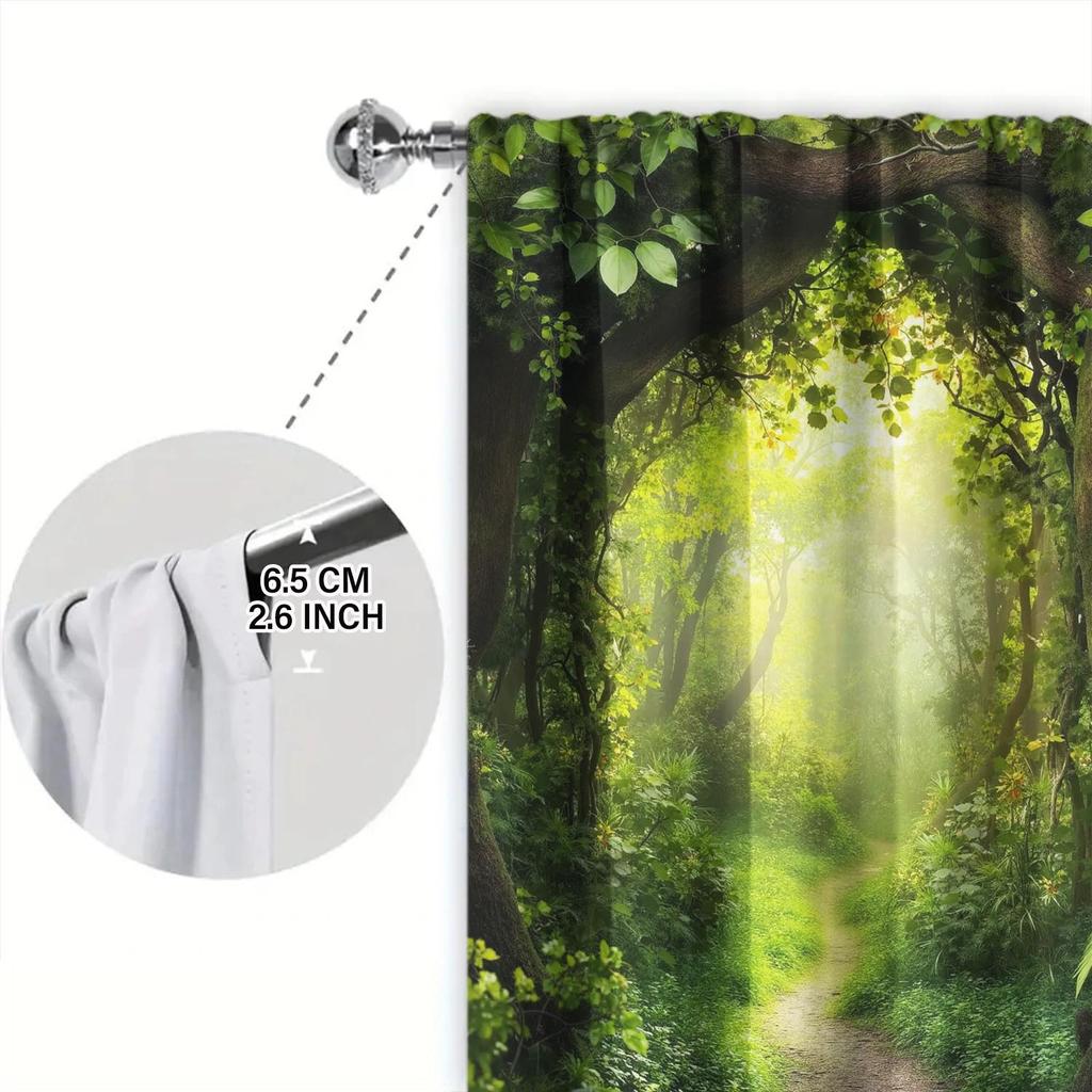 Panels Tree Arch Forest Pattern Window Curtains Versatile Design Suitable Any Style Creating Peaceful Living Space Made Of Polyester