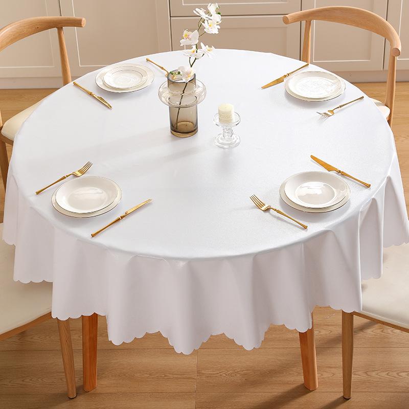 Simple Solid Color Table Cloth Waterproof Oil Resistant Round Dining Table Cloth Heat-resistant Non Washable Easy To Maintain