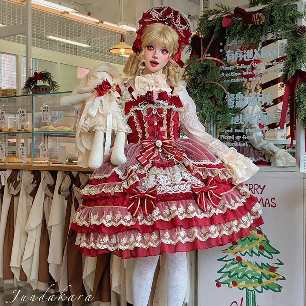 Gonna JSK a Strati Jundakara con e Un Vestito Carino per Lolita Disponibile in Rosa per e Nastri, Volant, Perle, Perline, Pizzo. Sognante, Donne.