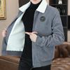 Men's Winter Corduroy Jacket with Lapel and Lamb Wool Collar - Thick and Warm Style
