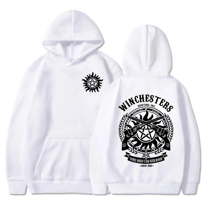 Supernatural Printed Hoodie Men Casual Loose O-Neck Long Sleeve Pullover Autumn Winter Fashion Streetwear Fleece Sweatshirts