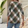 Women's Fashionable Casual Three Quarter Sleeve Printed Collar Pullover Top