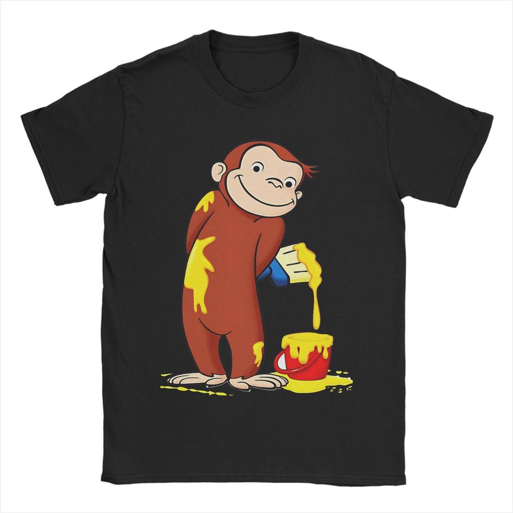 Vintage T Shirt Summer Curious George Novelty TShirts Pure Cotton Tshirt for Unisex Awesome Wholesale Short Sleeve Tees