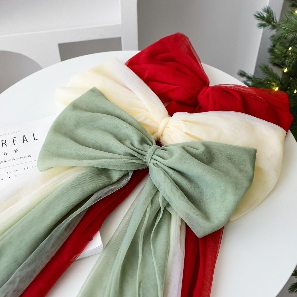 Exquisitos Adornos de Lazo de Malla Rojos Colgantes para Árboles de Navidad Ligeros Adornos Colgantes de Lazo Año Nuevo