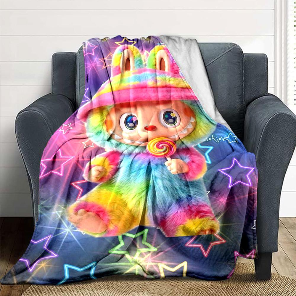 Labubu Blanket Durable Comfort Great For Bed Office Chair Seaside Four Seasons Universal Digital Print Birthday Christmas Gift Blanket